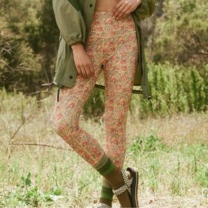 THE GREAT. Floral Leggings - Pink and Green